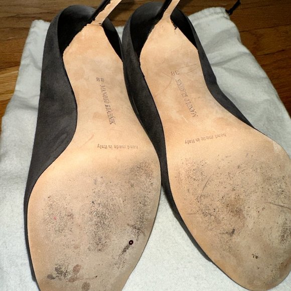 Manolo Blahnik Suede Peep Toe Stiletto Booties - Picture 3 of 4